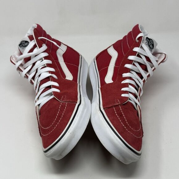 Vans Sk8-Hi Sneakers Mens 11.5 Red Suede Canvas Athletic Skateboard Skate Shoes - Picture 7 of 16